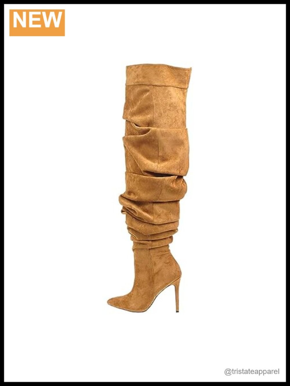 Slouchy Over the Knee Boots Denim Pointed Toe Stiletto Heel Thigh High Pleated